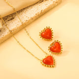 17.9*17.7mm Loose Beads Edged Heart with Red Cat's Eye Stones Set