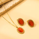 15.2*19.2mm Lace Oval with Red Cat's Eye Set