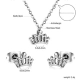 Gold/Steel Polished Crown Shape Jewelry Set