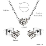 Gold/Steel Heart Shape Jewelry Set with Diamonds