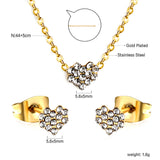 Gold/Steel Heart Shape Jewelry Set with Diamonds