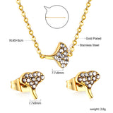 Gold/steel Fan Shape Jewelry Set with Diamonds