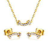 Bone Pendant Jewelry Set with Diamonds Steel/Gold