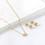 Gold/Steel Planet + Orbit Pendant with Diamonds Jewelry Set