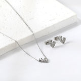 Heart with Crown Pendant Jewelry Set with Diamonds Steel/Gold