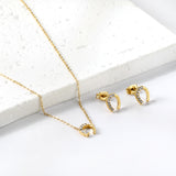 U Pendant with Diamonds Set Steel/Gold