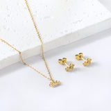 Gold/Steel Polished Crown Shape Jewelry Set