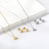 Gold/Steel Polished Crown Shape Jewelry Set