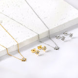 Gold/Steel Lucky Star Jewelry Set with Diamonds