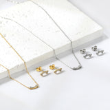 Bone Pendant Jewelry Set with Diamonds Steel/Gold