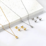 Gold/Steel Butterfly Pendant Jewelry Set in Polished Finish