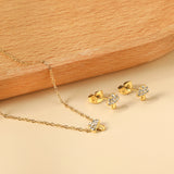 Mushroom Pendant with Diamond Jewelry Set Steel/Gold