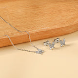 Rabbit Headdress Pendant with Diamonds Jewelry Set Steel/Gold