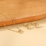 U Pendant with Diamonds Set Steel/Gold