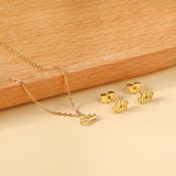 Gold/Steel Polished Crown Shape Jewelry Set