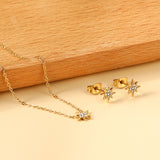 Gold/Steel Lucky Star Jewelry Set with Diamonds