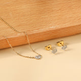 Gold/Steel Heart Shape Jewelry Set with Diamonds