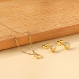 Gold/Steel Butterfly Pendant Jewelry Set in Polished Finish