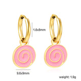 1.6x8mm I.D. Circle with 9.6*9mm Pink Rolled Bag Stud Earrings