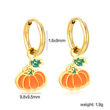 1.6x8mm I.D. Circle with 9.8*9.5mm Orange Pumpkin Stud Earrings