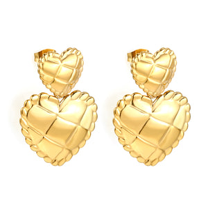 14.213.3 Small Heart + 22*21.3mm Large Heart Textured Stud Earrings