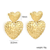 14mm Textured Small Heart + 22.2mm Textured Large Heart Stud Earrings