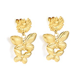 14mm Daisy + 24*26.7mm Two Butterfly Size Stud Earrings