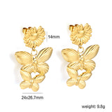 14mm Daisy + 24*26.7mm Two Butterfly Size Stud Earrings