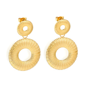 12.7mm Textured Small Cutout Hoop + 25.5mm Textured Large Cutout Hoop Stud Earrings