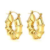 Hollow Open Round Bamboo Earrings*28mm Gold Color