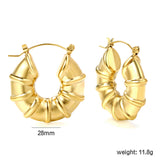 Hollow Open Round Bamboo Earrings*28mm Gold Color