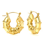 Hollow Open Round Bamboo Earrings*28mm Gold Color