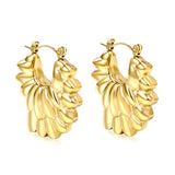 Hollow shaped double-layer petal gold-colored ear clips 26.3*27.4mm