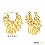 Hollow shaped double-layer petal gold-colored ear clips 26.3*27.4mm