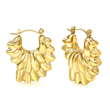 Hollow shaped double-layer petal gold-colored ear clips 26.3*27.4mm