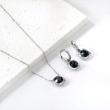 Square with White Pearls & White Diamonds & Red Diamonds & Blue Diamonds & Kong Blue Diamonds Jewelry Set Steel / Gold