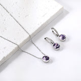 Round with White Pearls & White Diamonds & Purple Diamonds & Blue Diamonds & Green Diamonds Jewelry Set Steel/Golden