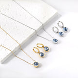 Round with White Pearls & White Diamonds & Purple Diamonds & Blue Diamonds & Green Diamonds Jewelry Set Steel/Golden