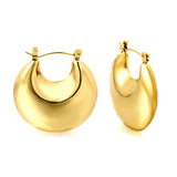 Golden hollow fat moon earrings 27*25mm