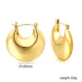 Golden hollow fat moon earrings 27*25mm