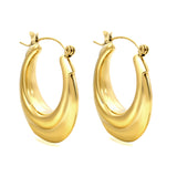 Hollow Open Circular Convex Earrings 28mm Gold Color