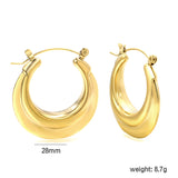 Hollow Open Circular Convex Earrings 28mm Gold Color