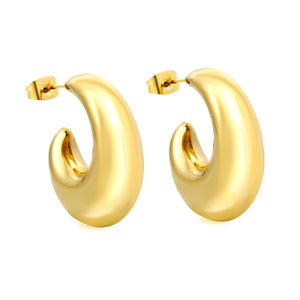 Hollow fat hook earrings 25.4*28mm gold color