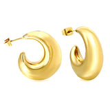 Hollow fat hook earrings 25.4*28mm gold color