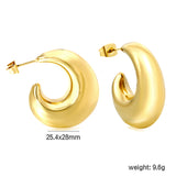 Hollow fat hook earrings 25.4*28mm gold color