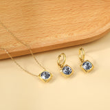 Square with White Pearls & White Diamonds & Red Diamonds & Blue Diamonds & Kong Blue Diamonds Jewelry Set Steel / Gold