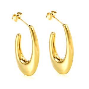 Hollow fat long U-shaped earloop 17*30mm gold color