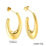 Hollow fat long U-shaped earloop 17*30mm gold color