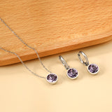 Round with White Pearls & White Diamonds & Purple Diamonds & Blue Diamonds & Green Diamonds Jewelry Set Steel/Golden