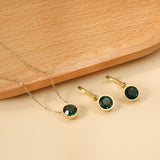 Round with White Pearls & White Diamonds & Purple Diamonds & Blue Diamonds & Green Diamonds Jewelry Set Steel/Golden